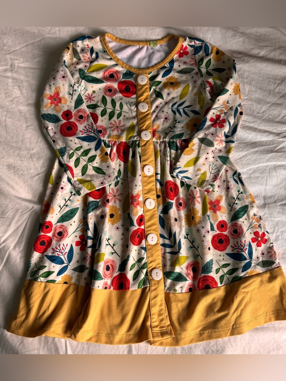 Floral Long Sleeve Girls Dress • Size 4